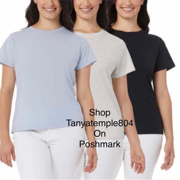 32 Degrees Ladies' Cotton Blend Tee, 3-pack Medium Black White Blue - Picture 2 of 11